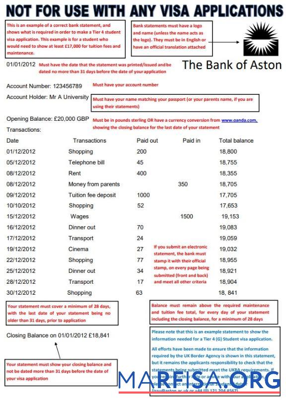 Printable United Kingdom The Bank of Aston bank statement word download for verification
